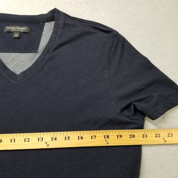 Banana Republic Luxury Touch T-Shirt Sz L Blue Short Sleeve V-Neck Cotton Blend - Picture 4 of 8